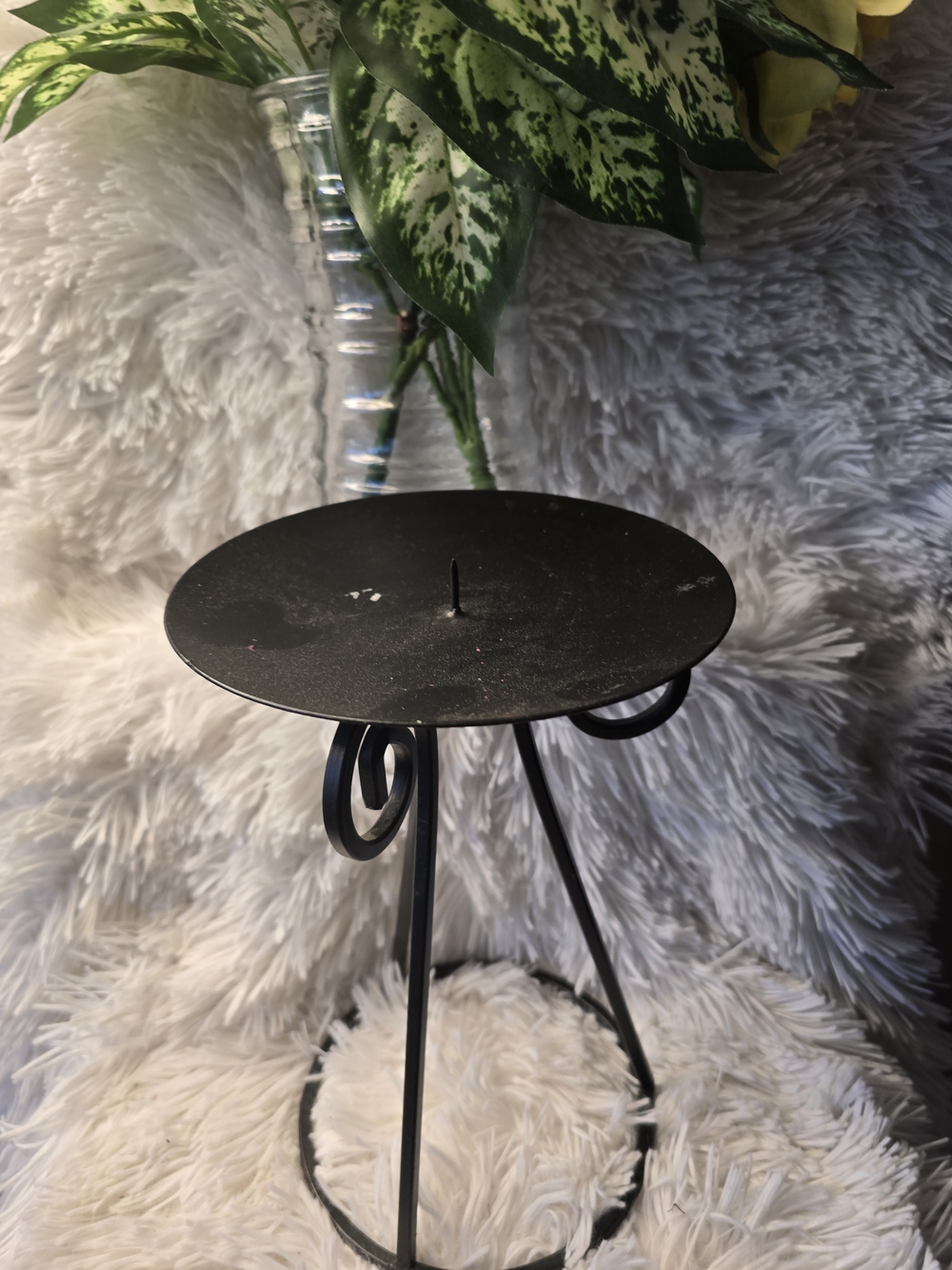 Black Metal Pillar Candle Holder Stand - Decorative Home Accents